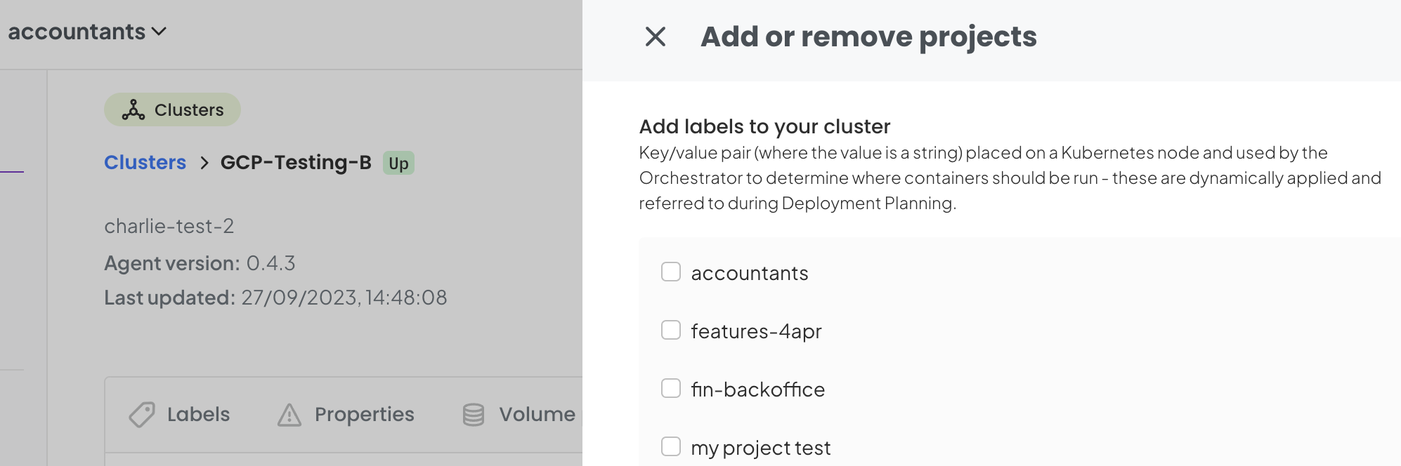 Assign Clusters to Projects