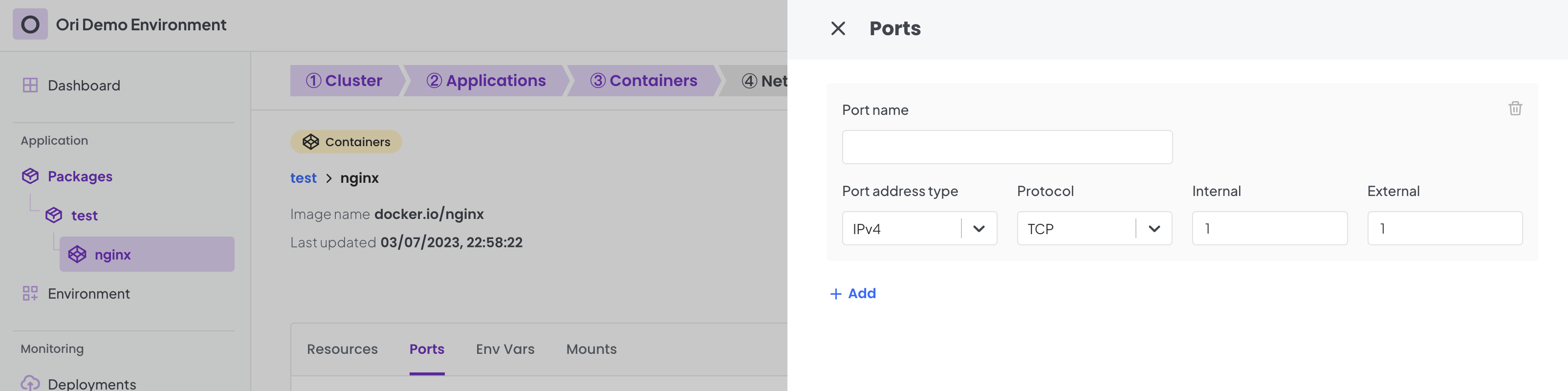 Container Ports Modal